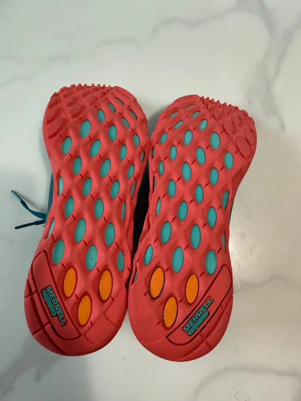 Merrell Teal women’s Lace-Up Sneakers with Orange and Coral Accents